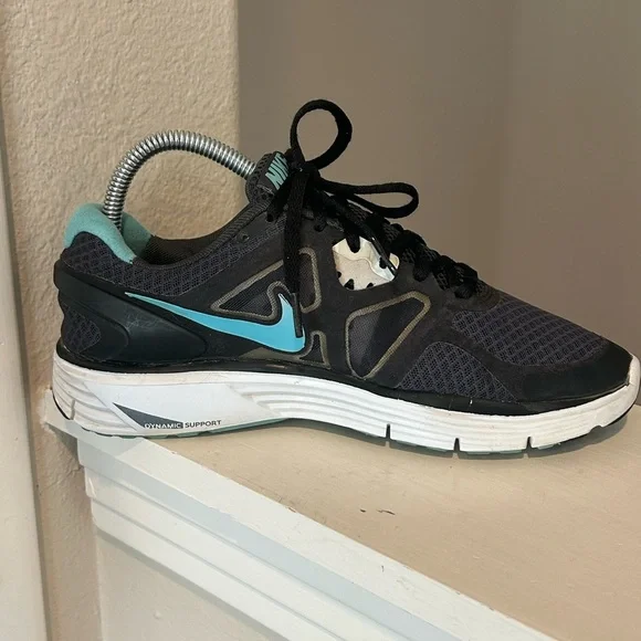 Nike WMNs Lunarglide 454315-040  Black & Turquois Running Shoes Sneaker 7.5 - Picture 3 of 8